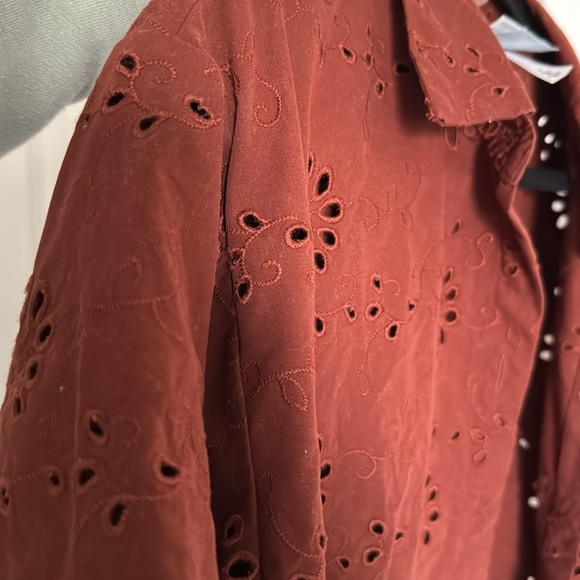 Burnt Orange Eyelet Button Down - Picture 5 of 5